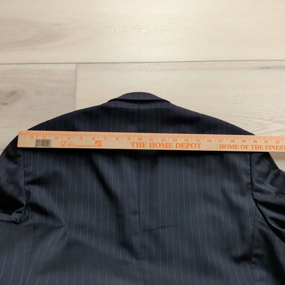 Brooks Brothers‎ Blazer Sport Coat Mens 44R 1818 Madison Black Pinstripe Wool